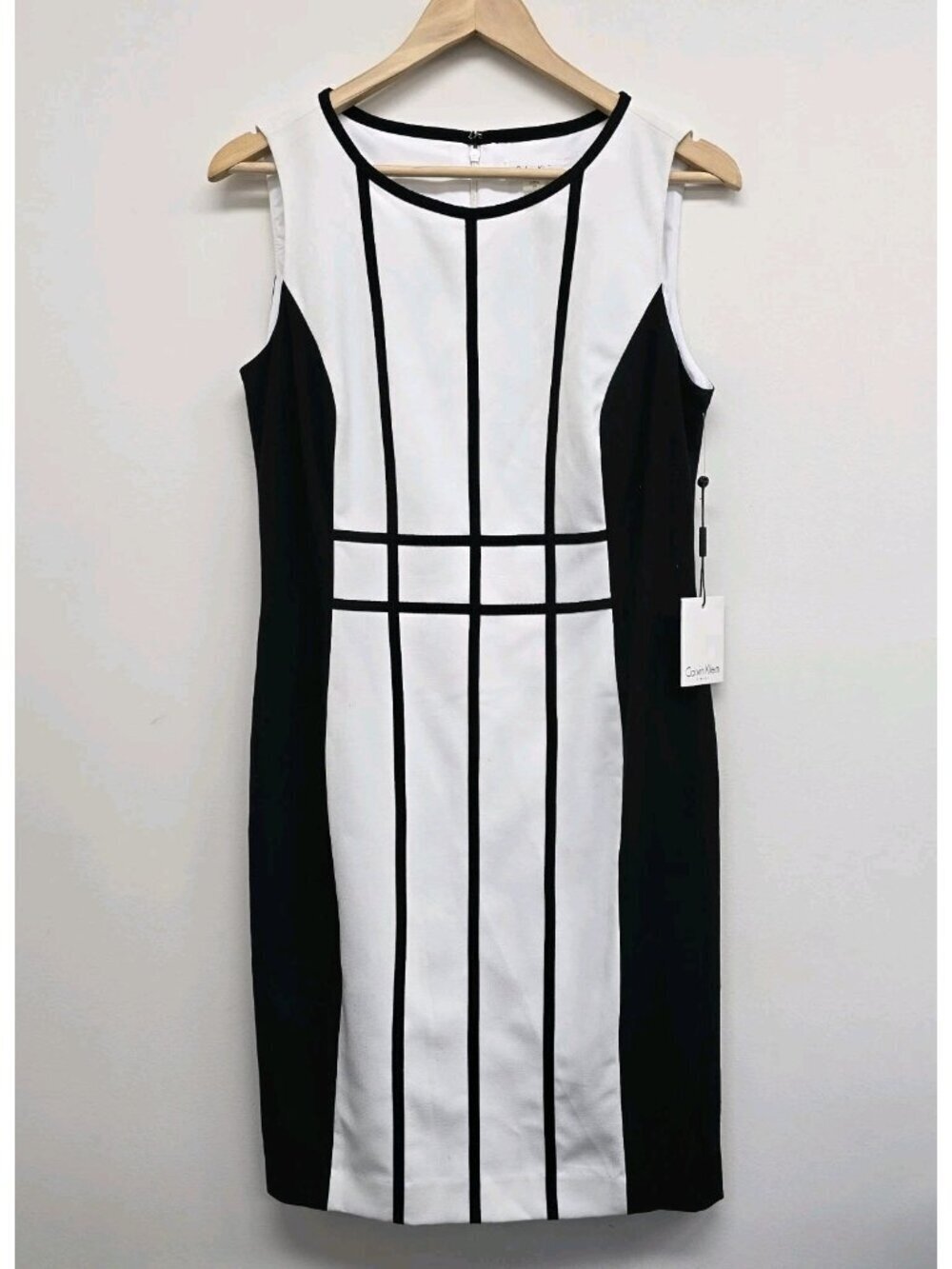 NWT Calvin Klein Sheath Dress Size 10 Lined Windowpane Grid Office Career